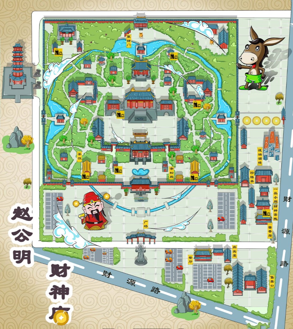 潍城寺庙类手绘地图